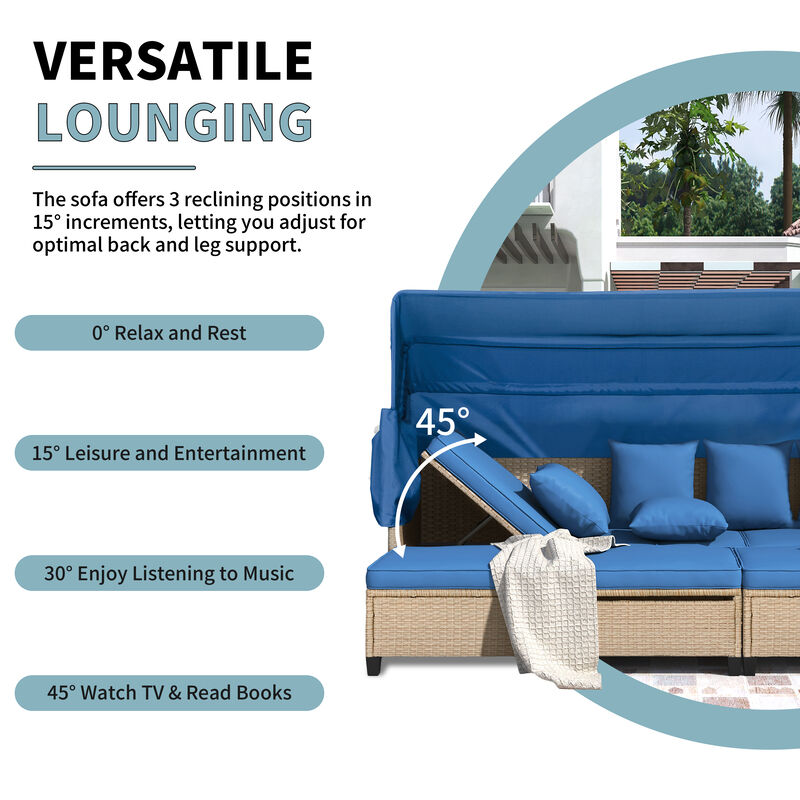 Merax UV-Proof Resin Wicker Patio Sofa Set with Canopy