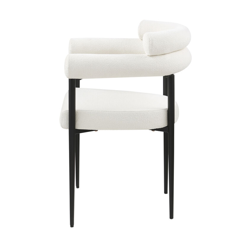 Mid Century Dining Chairs Set with Boucle Backrest