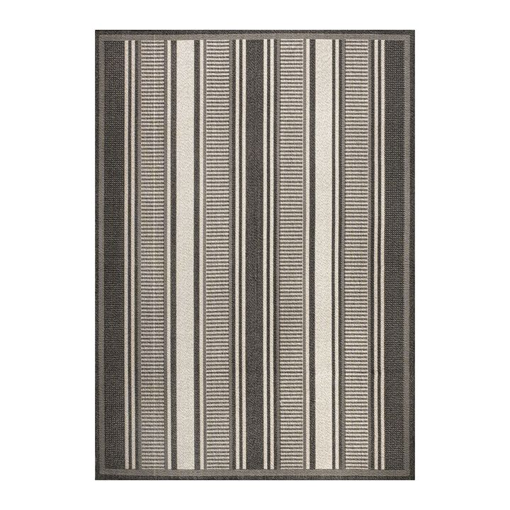 Haynes Modern Double Stripe Indoor/Outdoor Area Rug
