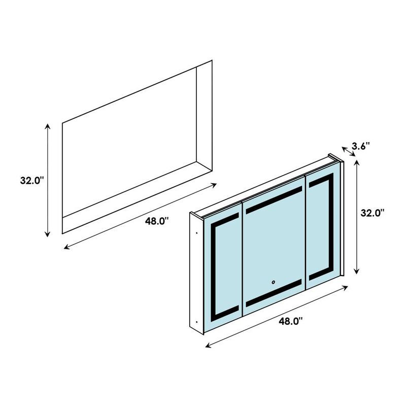 Altair Frameless Surface-Mount/Recessed LED Lighted Bathroom Medicine Cabinet
