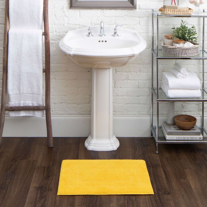 Cotton Reversible Fiesta Yellow 1' 5" x 2' Bath Mat