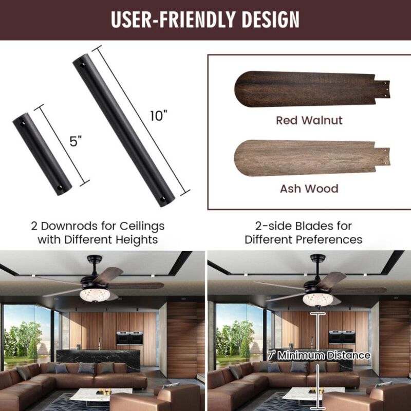 Hivvago 52 Inches Ceiling Fan with Remote Control