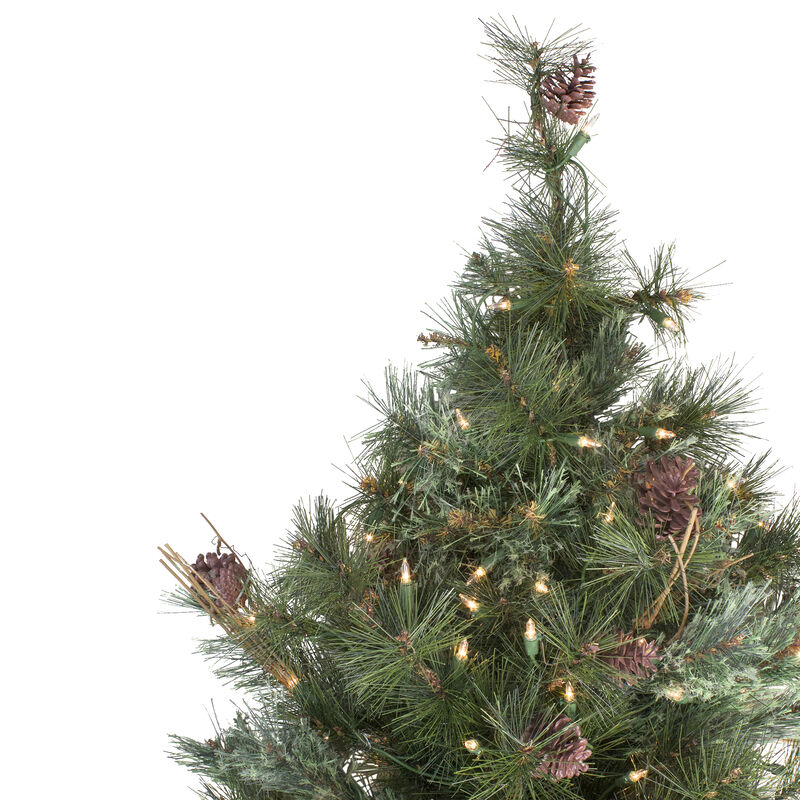 3' Pre-Lit Country Mixed Pine Artificial Christmas Wall or Door Tree - Clear Lights