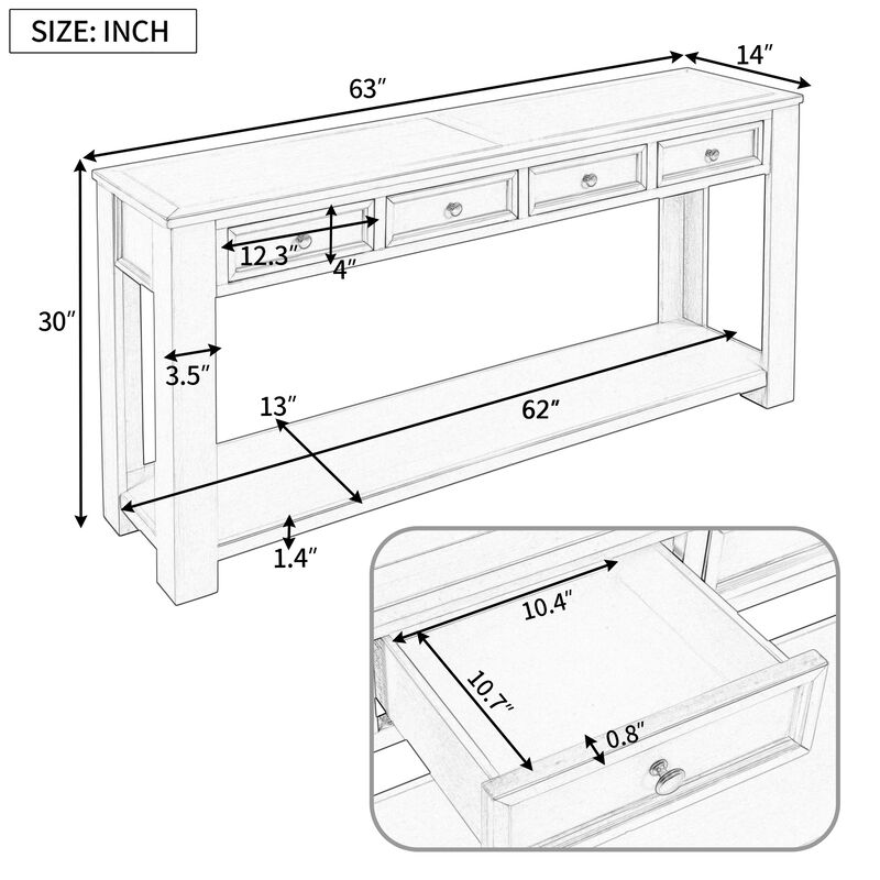 Merax Modern Console Table  with Storage Drawers