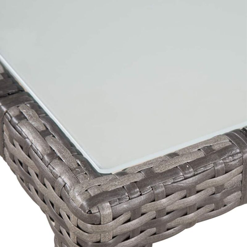 vidaXL 7 Piece Outdoor Dining Set with Cushions Poly Rattan Gray
