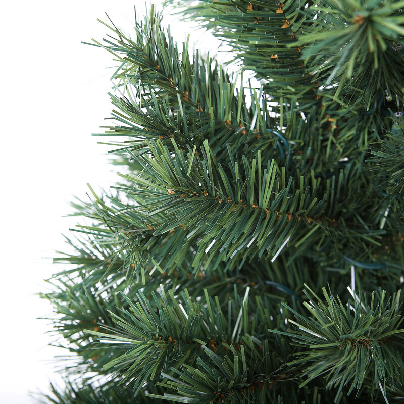 LuxenHome Set of 2 4Ft Pre-Lit LED Artificial Pine Christmas Tree with Urn Pot