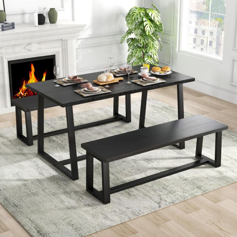Hivvago Large Dining Table with Heavy-duty Metal Frame and Anti-slip Foot Pads