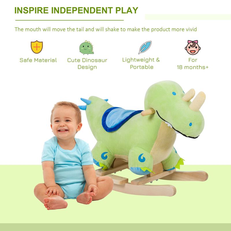 Prehistoric Playtime: Green Plush Dinosaur Rocker with Sounds