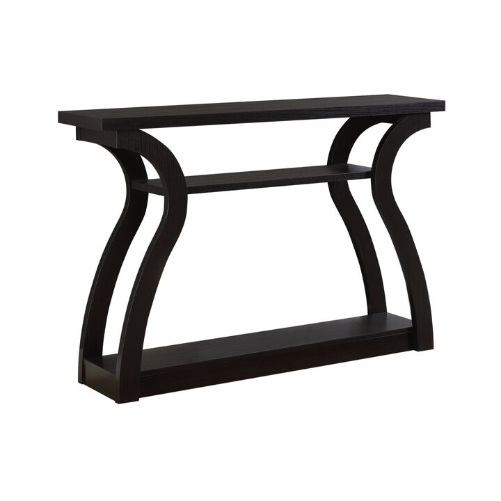 Ergode Accent Table - 47" L Espresso Hall Console, Curved Base, 3-Tiered Design