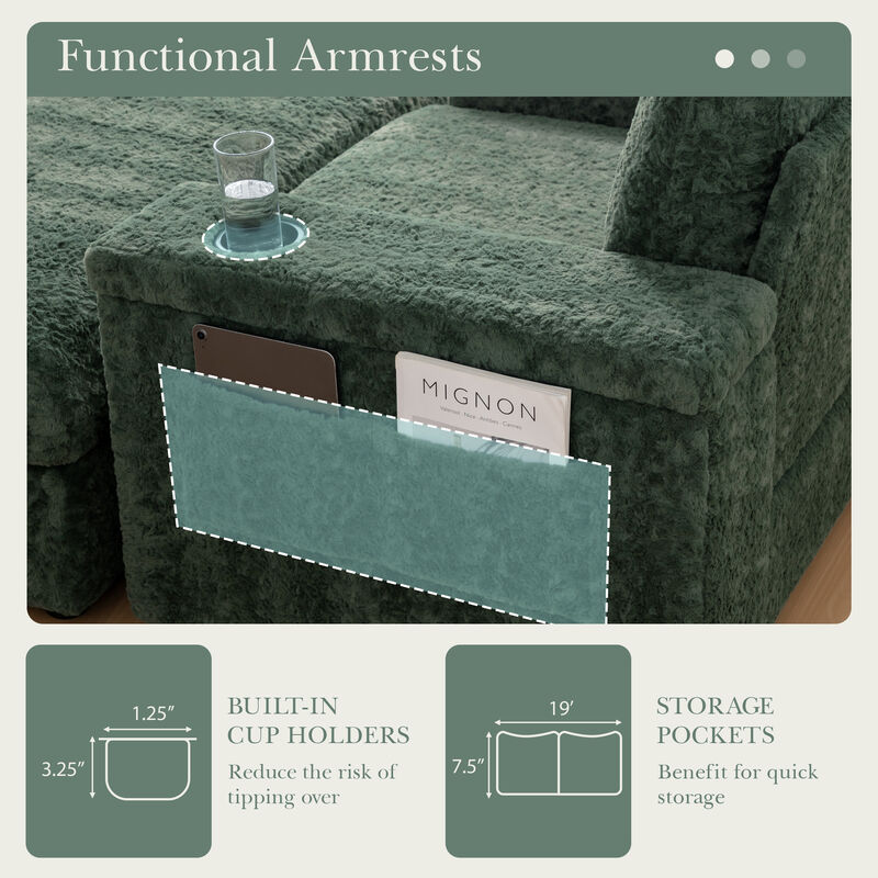 Merax Upholstered Sofa Chair with Storage Ottoman and Armrests