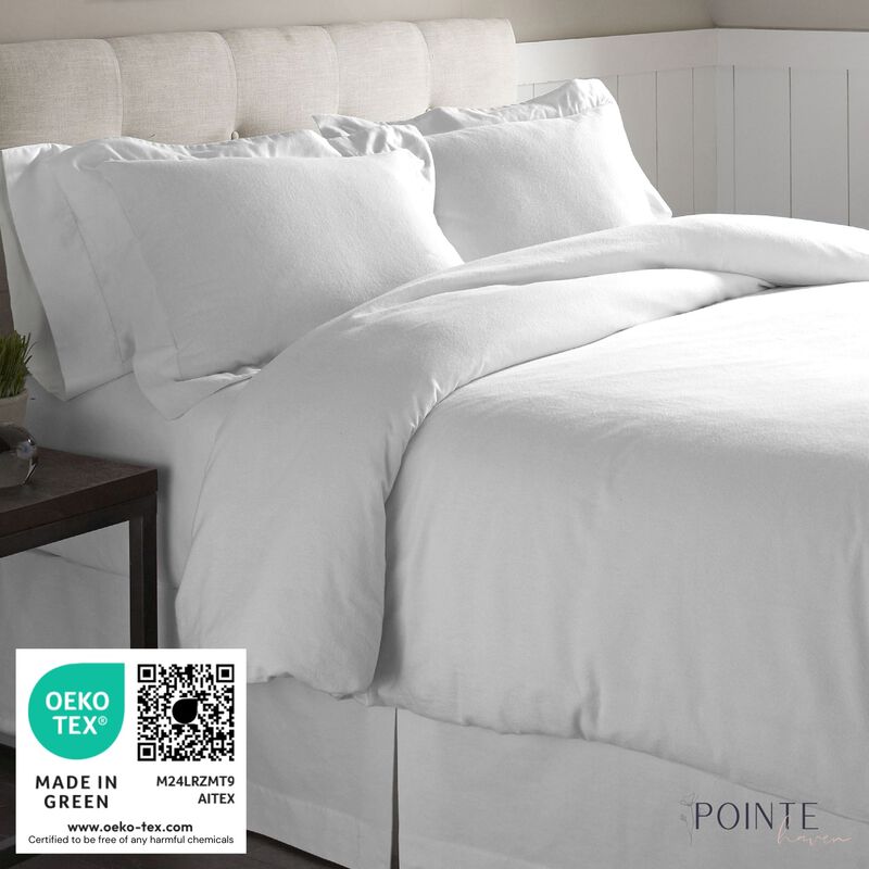 Pointehaven Heavy Weight 100% Cotton Snowflakes Brown Printed 170 GSM Flannel 4 pc Sheet Set, Full