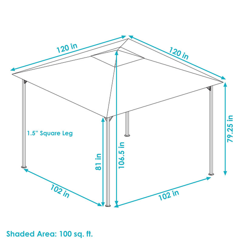 Sunnydaze 10 ft x 10 ft Steel Gazebo with Polyester Canopy Top - Gray