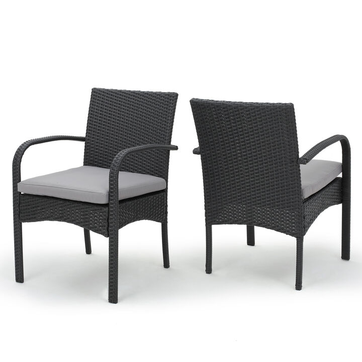 Merax PE Rattan Outdoor Dining Chairs 2 PCS