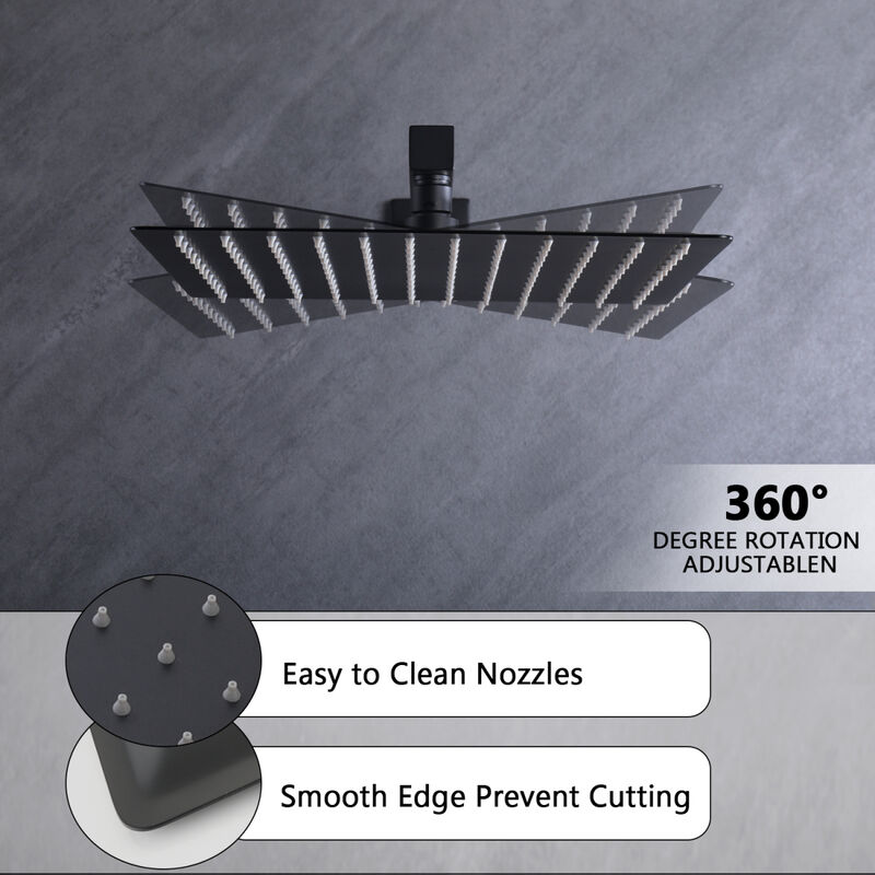 12 Inch Bathroom Rain Shower Combo Set With Hand Shower