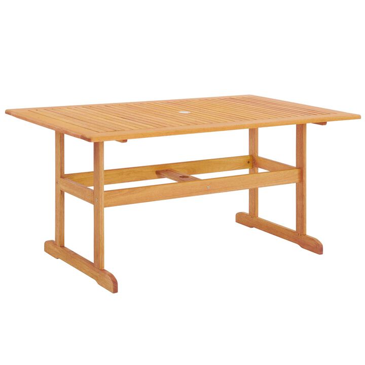 Modway - Hatteras 59" Rectangle Outdoor Patio Eucalyptus Wood Dining Table Natural