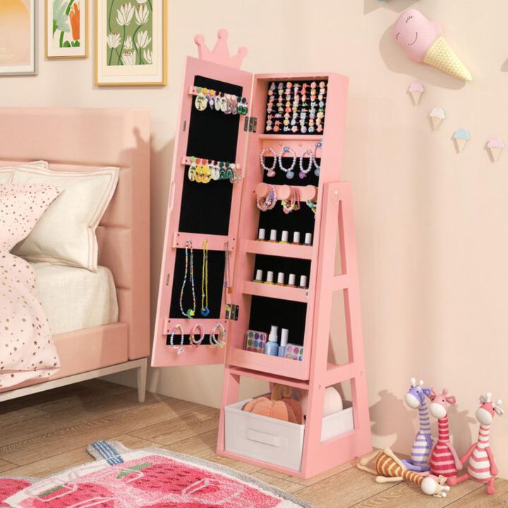 Hivvago Free-Standing Full Length Kids Jewelry Armoire Cabinet with Storage Capacity
