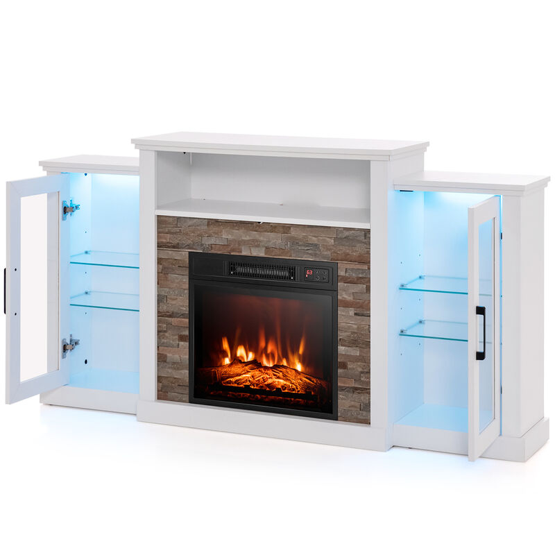 LED Fireplace TV Stand with 16-Color Lights for TVs
