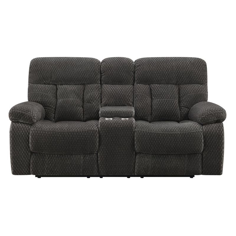New Classic Furniture Bravo Console Loveseat W/ Dual Recliners-Charcoal