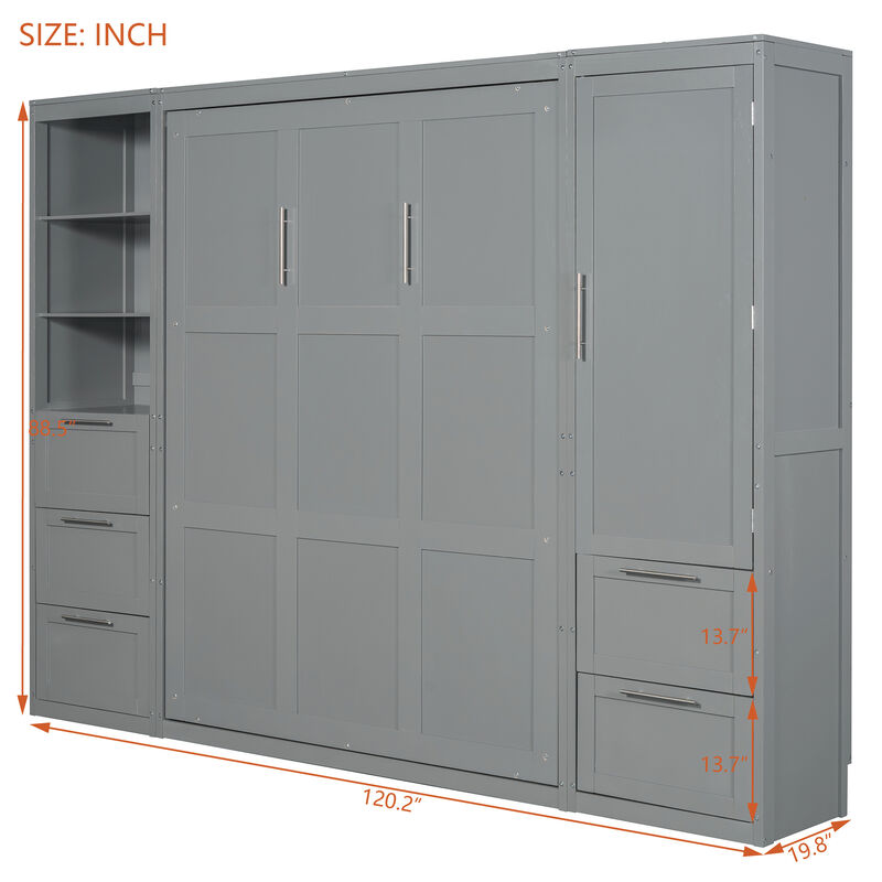 Merax Murphy Bed Wall Bed with Closet