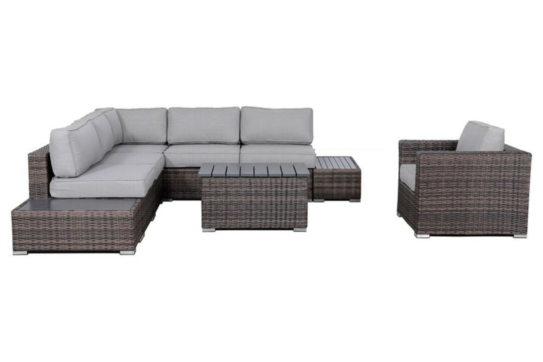 Living Source International 9-Piece Sectional Set plus Cushions in Espresso
