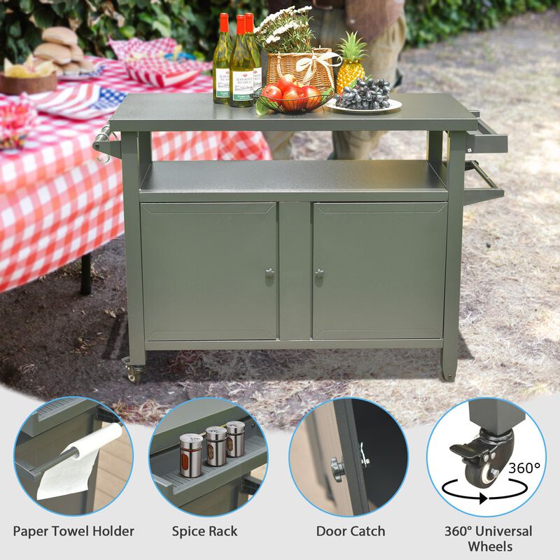 Streamdale Premium Anti-Rust Outdoor Grill Cart with 83 Gallons of Storage