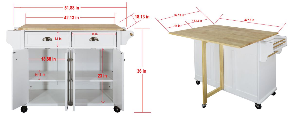 Streamdale Cambridge Wood Top Kitchen Island With Storage 0001