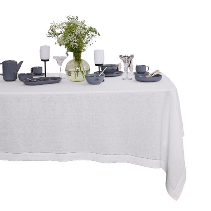 Solino Home 100% Pure Linen Tablecloth | Sonoma Hemstitch