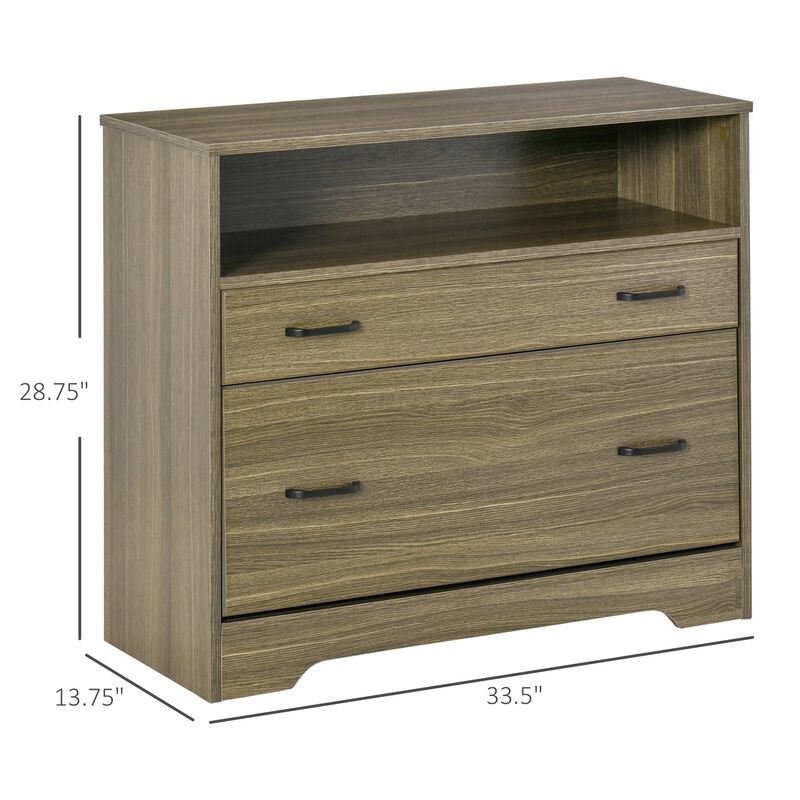 Charcoal Office Storage: Lateral Filing Cabinet with 2 Drawers
