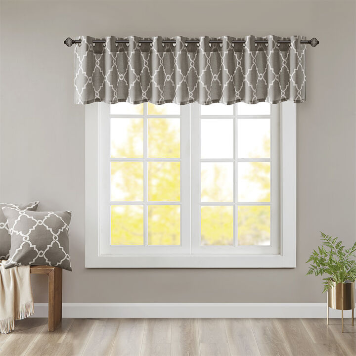 Gracie Mills Ondine Contemporary Grommet Top Valance with Fretwork Print