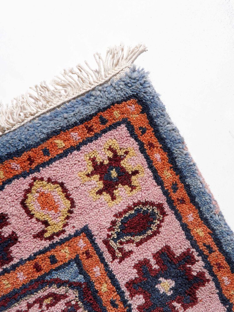 RUGSOTIC CARPETS HAND KNOTTED WOOL & SILK ECO-FRIENDLY ORIENTAL AREA RUGS  - 2'6''x10', Runner Shape, Aqua Cream Color, Classic Oriental Traditional , Low Pile Handmade Area Rugs (AF0117)