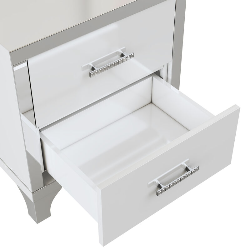 Merax High Gloss Nightstand with Metal Handle