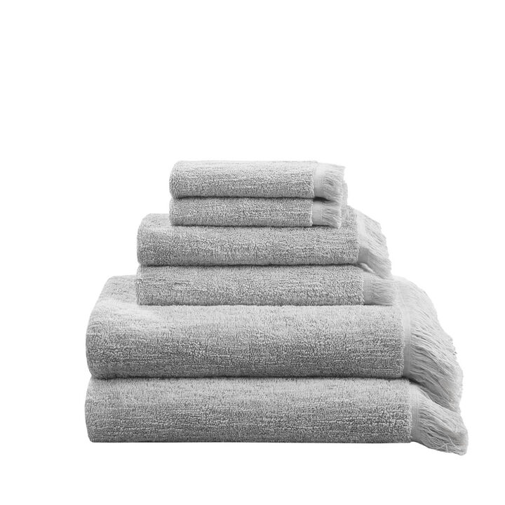 Gracie Mills Janell 6 Piece Terry Cotton Dobby Slub Towel Set.
