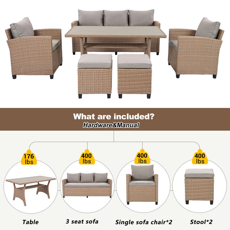Merax Outdoor Rattan Wicker Seating Sofa Conversation Set