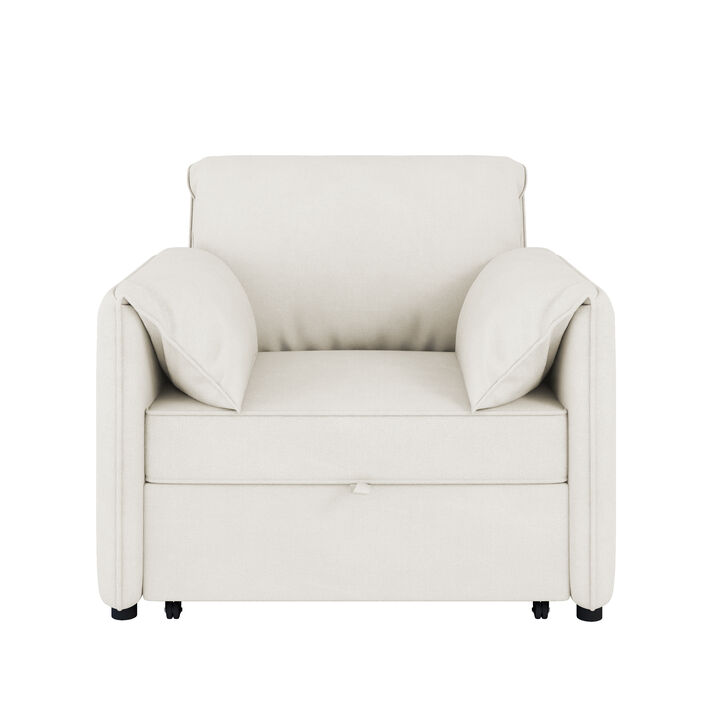 Merax Linen Armchair Convertible Pull Out Sofa Chair