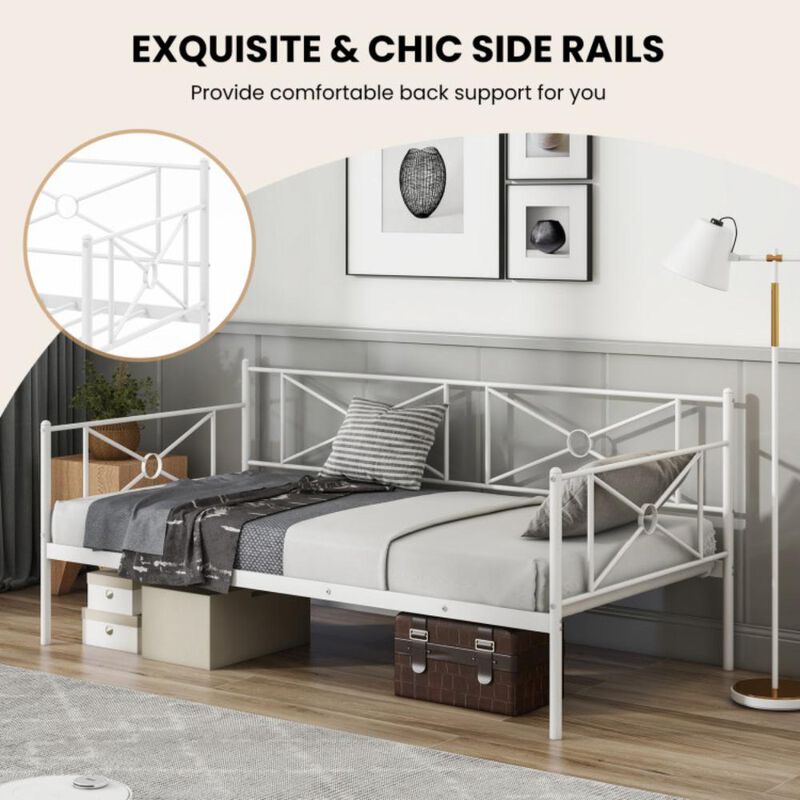 Hivvago Metal Daybed Twin Bed Frame Stable Steel Slats Sofa Bed