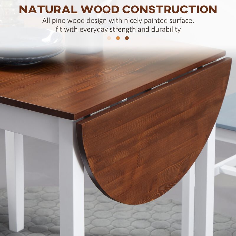 Natural Finish Dining: 55" Extendable Round Table with Drop Leaf