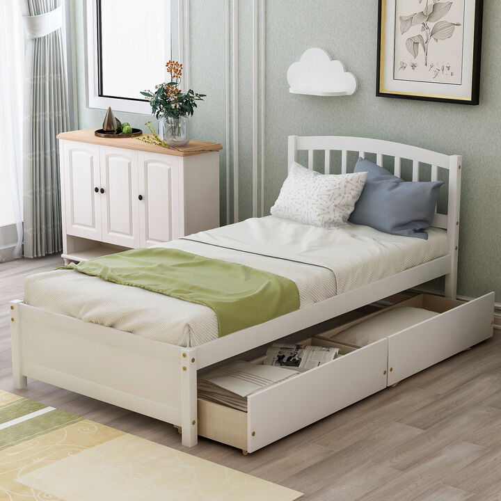 Merax Wood Bed Frame with Two Drawers