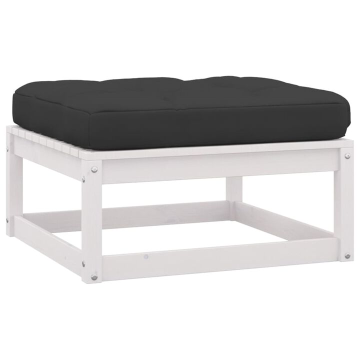 vidaXL Garden Footstools with Cushions 2 pcs White Solid Pinewood