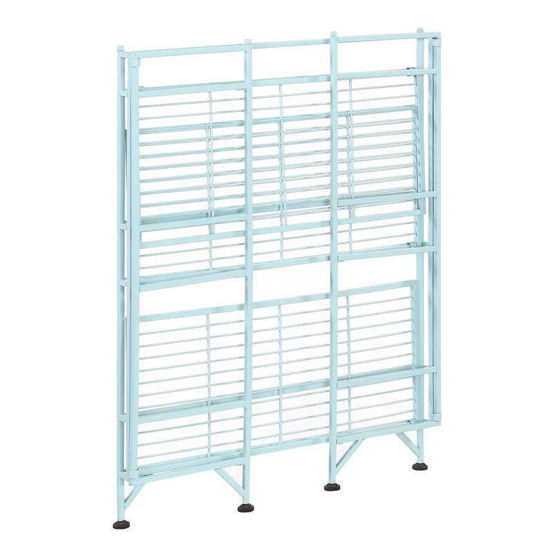 Convenience Concepts Xtra Storage 3 Tier Wide Folding Metal Shelf Sea Foam