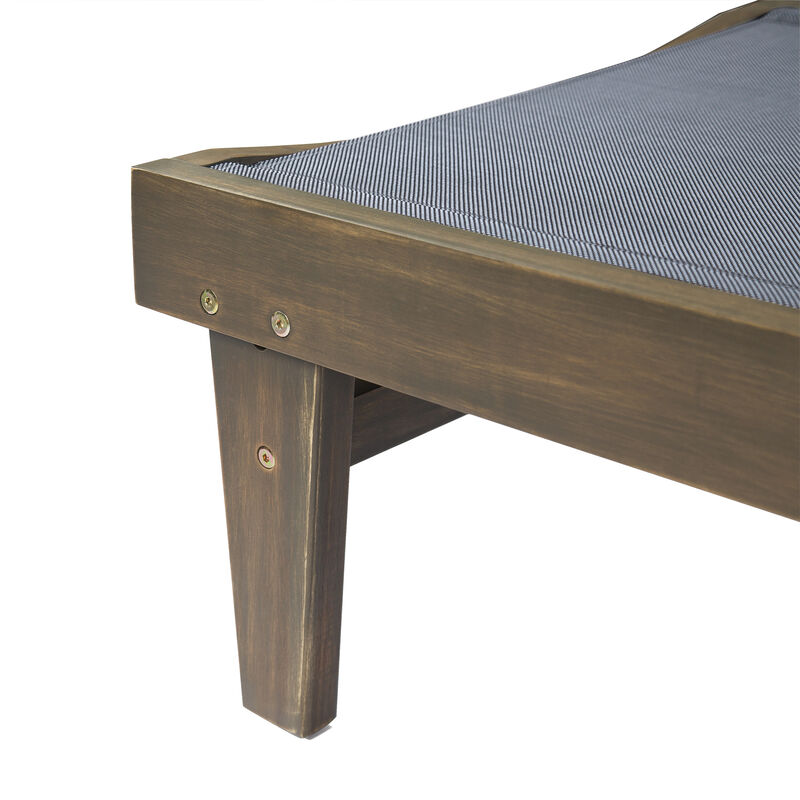 Merax Wood Frame Outdoor Mesh Chaise Lounge