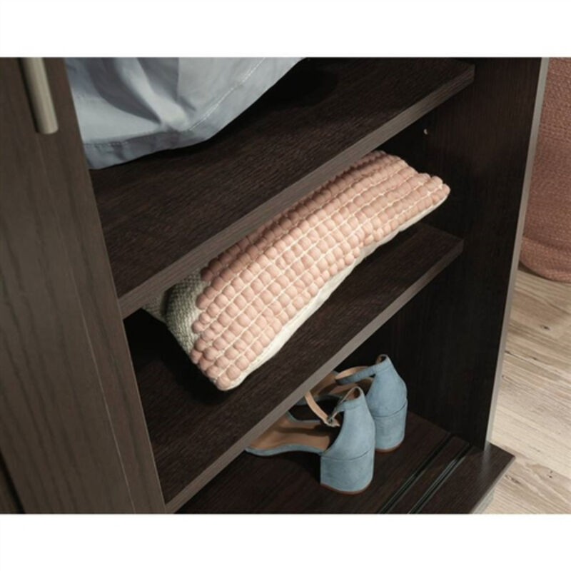 Farmhouse Wardrobe Armoire with Sliding Doors and Garment Rod – Rustic Closet Storage for Bedroom