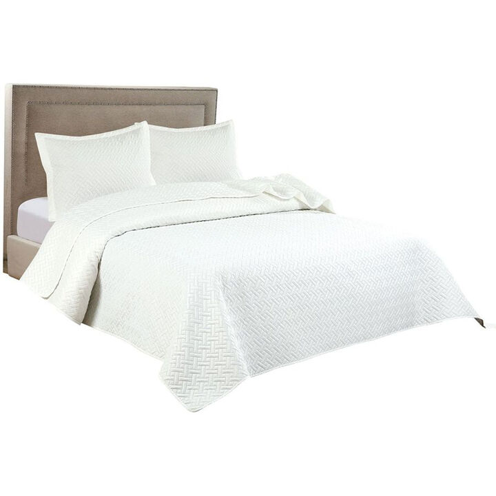 Legacy Decor 3 PCS Squared Stitched Pinsonic Reversible Lightweight All Season Bedspread Quilt Coverlet Oversized, Queen Size, Navy Color