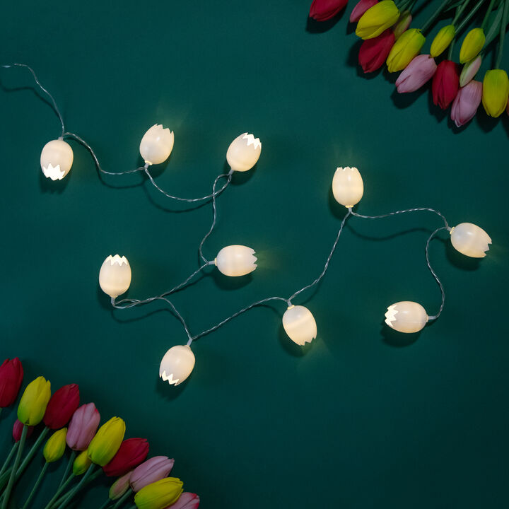 10-Count Cracked Easter Egg LED String Lights  4.5ft  Clear Wire