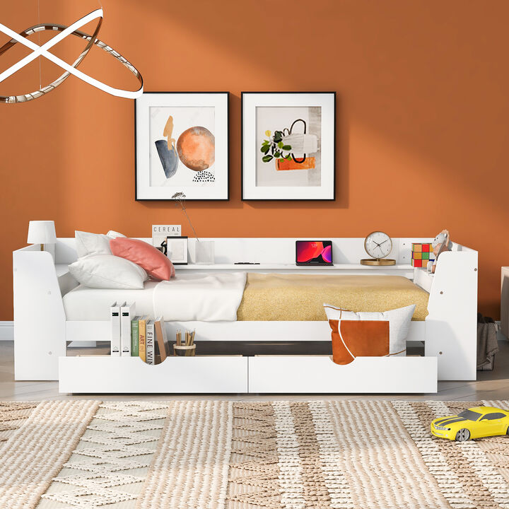 Merax Daybed Bed with Shelves and Drawers