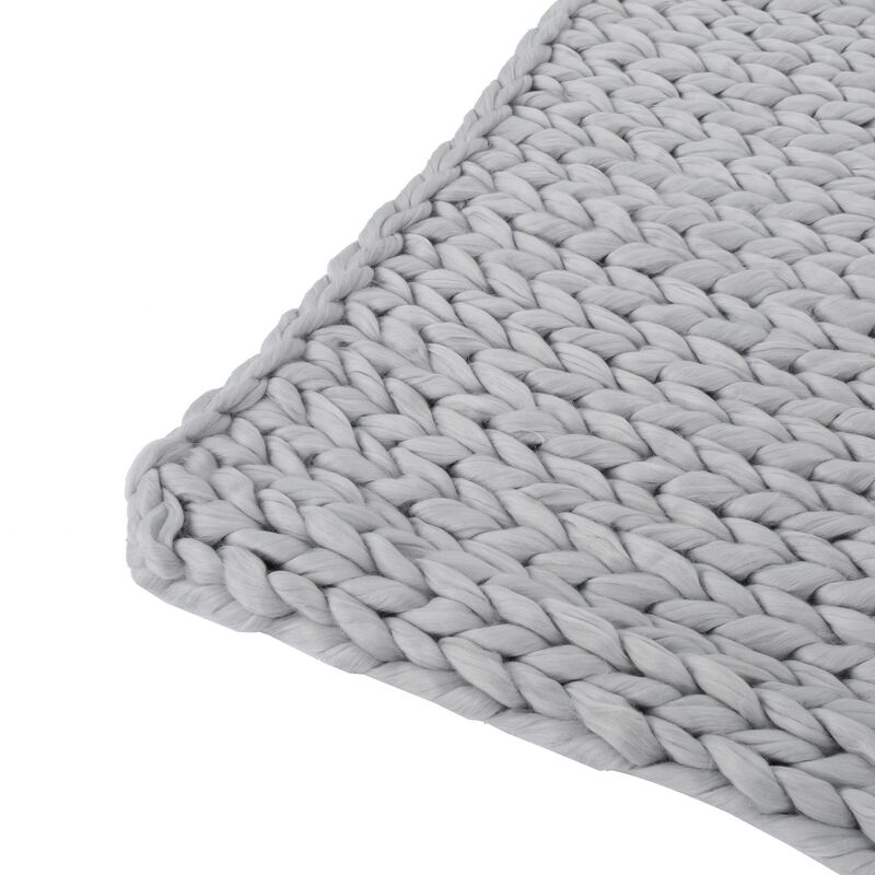 Moon Throw Blanket, 60 Inch, Knitted Design, Acrylic, Silvery Gray - Benzara