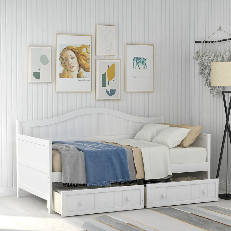Merax Wooden Daybed with Trundle Bed
