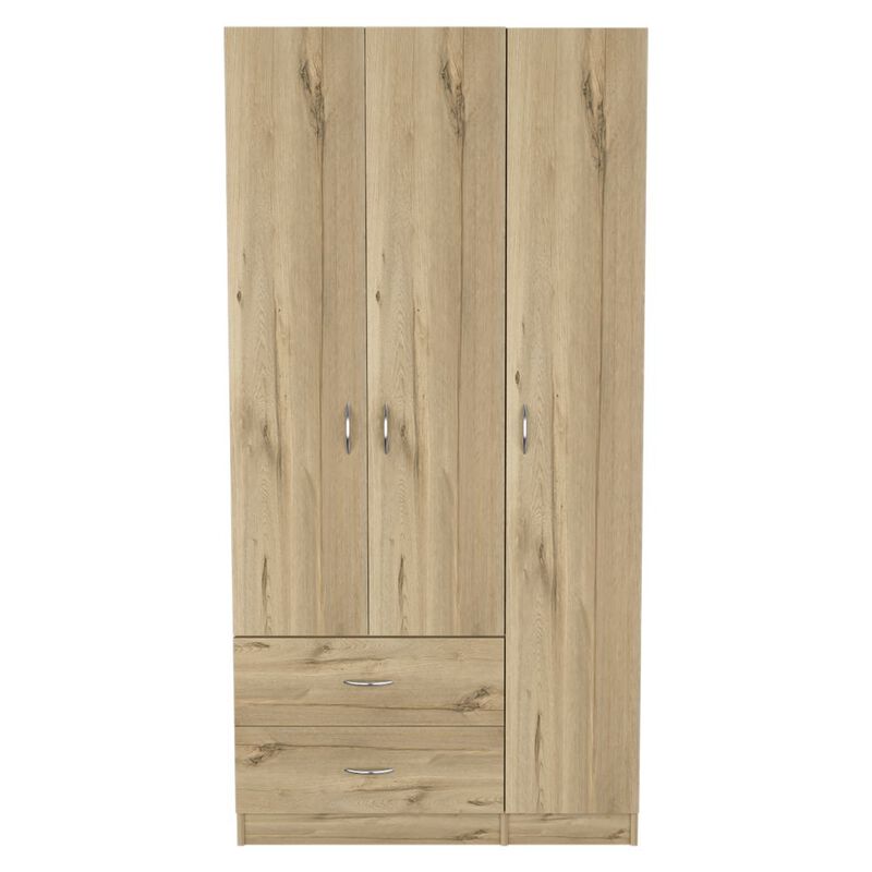 Three Door Armoire Clark, Bedroom, Light Oak / Black