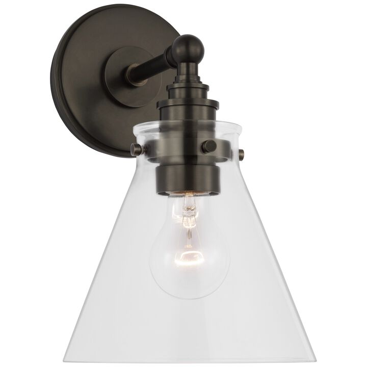 Parkington Small Single Wall Light in Bronze with Clear Glass