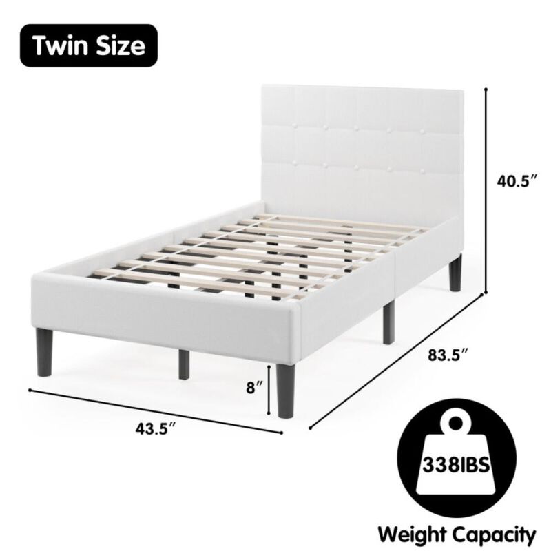 Hivvago Twin Upholstered Bed Frame with Button Tufted Headboard