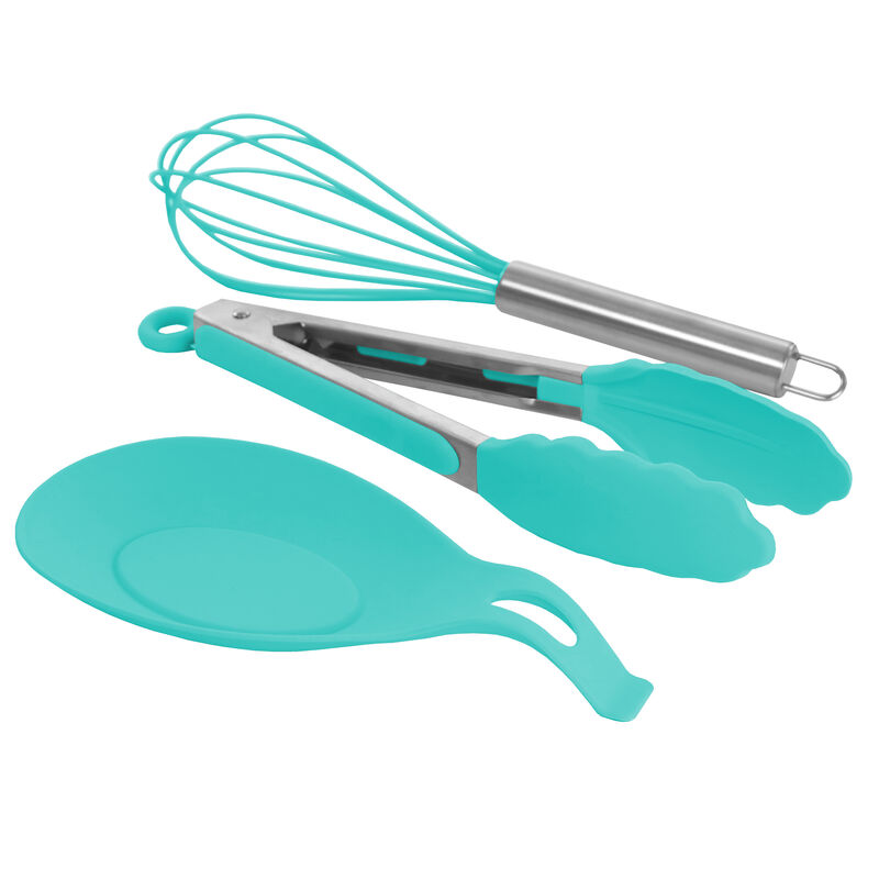 MegaChef Light Teal Silicone Cooking Utensils, Set of 12